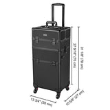 Byootique 2 in 1 Black Key-locked 4-Rolling Makeup Case