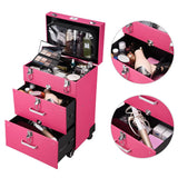 Byootique Pink PVC Rolling Nail Drill Makeup Cosmetic Artist Case