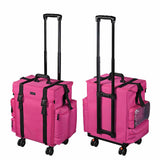 Byootique Pro Nylon Rolling Cosmetic Makeup Case Trolley Extra Large, Pink