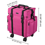 Byootique Pro Nylon Rolling Cosmetic Makeup Case Trolley Extra Large, Pink