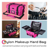 Makeup Train Case w/ Shoulder Strap & Handle Durable Nylon