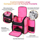 Rolling Hairstylist Nail Tech Case with Makeup Travel Bag