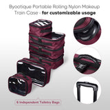 Byootique Nylon Makeup Case w/ Wheels & 6 Cosmetic Bags