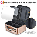 Byootique 10" Makeup Case w/ Mirror Brush Holder Dividers Gold