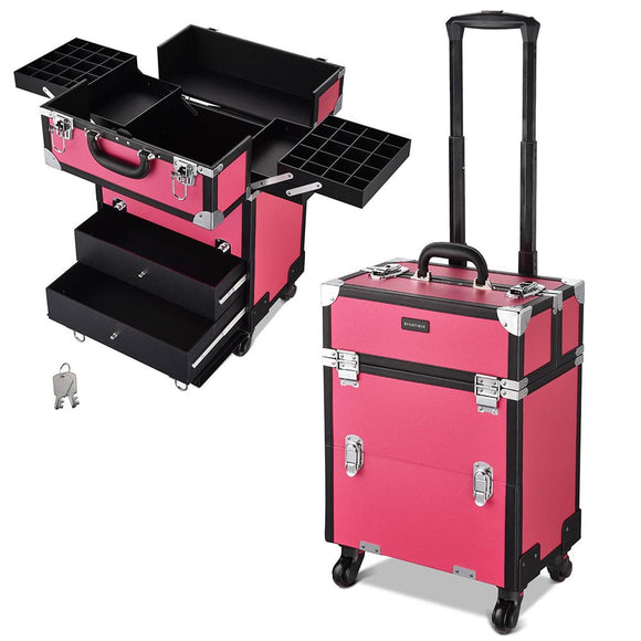 Byootique Makeup Case on Wheels with Drawers Lockable