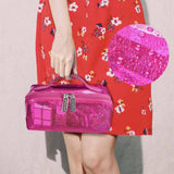 Glitter Lay Flat Cosmetic Bag with Compartments