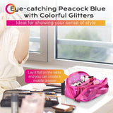 Glitter Lay Flat Cosmetic Bag with Compartments