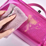 Glitter Lay Flat Cosmetic Bag with Compartments