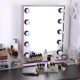 26x20 inch Tabletop Hollywood Mirror Dimmable w/ LED Bulbs Pink