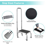 Medical Steel Step Stool w/ Handrail Chrome Non-slip Top Floor Tips