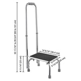 Medical Steel Step Stool w/ Handrail Chrome Non-slip Top Floor Tips