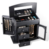 Mirrored Jewelry Box Organizer Armoire Cabinet - Black