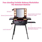 Byootique 4-wheel Pro Rolling Makeup Cosmetic Case w/ LED Light & Stand